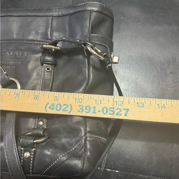 COACH EAST WEST GALLERY BLACK LEATHER SILVER HARDWARE LARGE TOTE - Picture 12 of 13